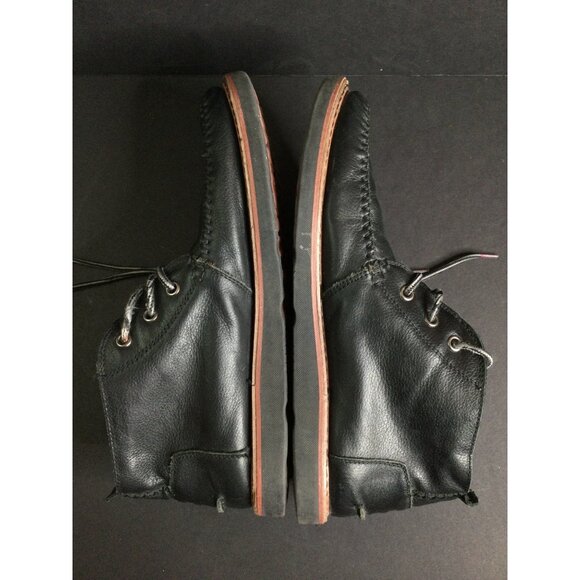 Toms Mens Leather Chukka Ankle Boots Shoes Lace Up Black Plaid Lined main image 6
